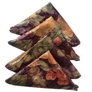 Vintage Silk Dinner Napkins - Fruit Motif (4)